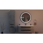 TMP IRON fürdőszobai tükör 80 cm - világítással - FEKETE keret - kerek