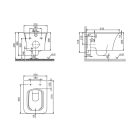 CeraStyle Ibiza fehér perem nélküli mély öblítésű szögletes fali WC, tetővel, integrált bidé funkcióval
