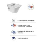 CeraStyle Ibiza fehér perem nélküli mély öblítésű szögletes fali WC, tetővel, integrált bidé funkcióval