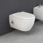CeraStyle City fehér perem nélküli mély öblítésű íves fali WC, tető nélkül, integrált bidé funkcióval