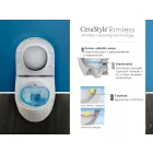 CeraStyle City fehér perem nélküli mély öblítésű íves fali WC, tető nélkül, integrált bidé funkcióval