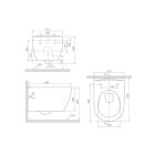 CeraStyle CITY fehér perem nélküli mély öblítésű íves fali WC, tetővel