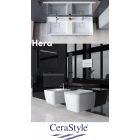 Cerastyle Hera fehér perem nélküli mély öblítésű szögletes fali wc, tetővel