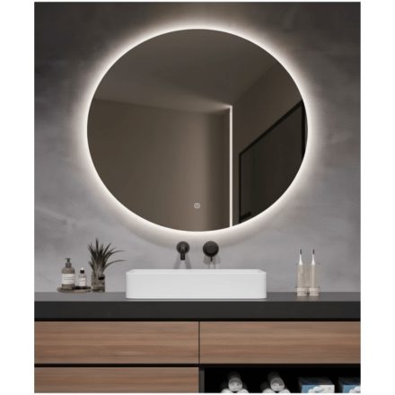 Pure 70 plus kerek tükör 3 színű led világítással és páramentesítő funkcióval 70x70 cm