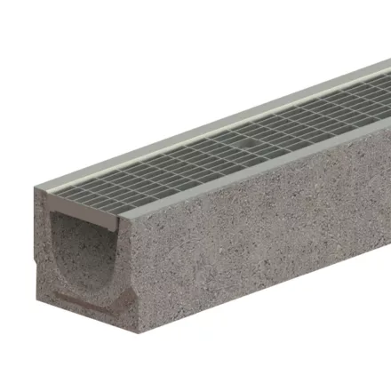 BASE vízelvezető folyóka készlet – fibrobeton, LN100, Hext.125 mm, OZ csúszásgátló, A15