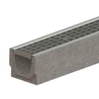BASE vízelvezető folyóka készlet – fibrobeton, LN100, Hext.125 mm, OZ rács, A15+