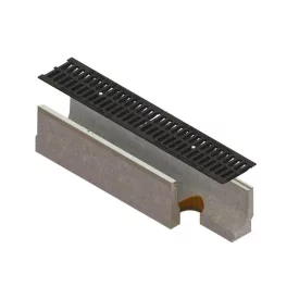   BASE vízelvezető folyóka készlet – fibrobeton, LN150, Hext.225 mm, öntöttvas, függőleges, C250