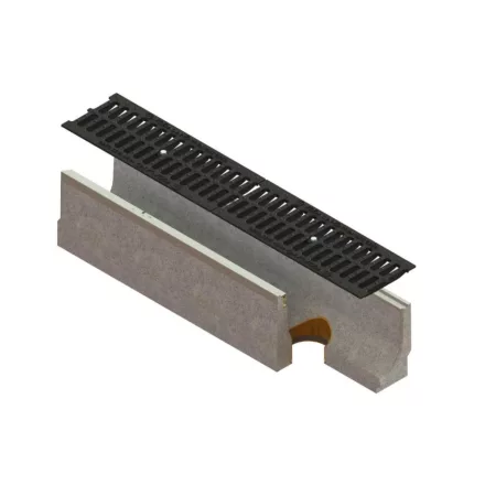 BASE vízelvezető folyóka készlet – fibrobeton, LN150, Hext.225 mm, öntöttvas, függőleges, C250