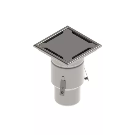 INOX szifon rozsdamentes 200x200 réses fedlappal függőleges kimenet DN110 R50 200x200x278 (0521.10.11.2)