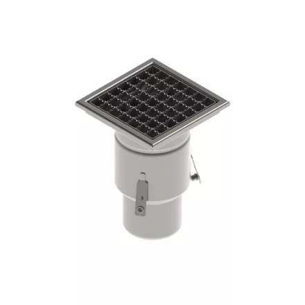 INOX szifon rozsdamentes 200x200 csúszásgátló rács függőleges kimenet DN110 L15 200x200x278 (0521.10.11.3AS)