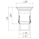 INOX szifon rozsdamentes 200x200 csúszásgátló rács függőleges kimenet DN110 L15 200x200x278 (0521.10.11.3AS)