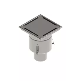   INOX szifon rozsdamentes 250x250 réses fedlappal függőleges kimenet DN110 R50 250x250x314 (0522.10.11.2)