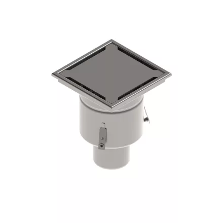 INOX szifon rozsdamentes 250x250 réses fedlappal függőleges kimenet DN110 R50 250x250x314 (0522.10.11.2)