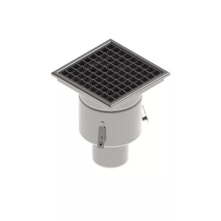 INOX szifon rozsdamentes 250x250 csúszásgátló rács függőleges kimenet DN110 L15 250x250x314 (0522.10.11.3AS)