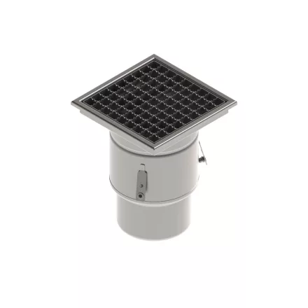INOX szifon rozsdamentes 250x250 csúszásgátló rács függőleges kimenet DN150 L15 250x250x314 (0522.15.11.3AS)