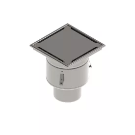   INOX szifon rozsdamentes 300x300 réses fedlappal függőleges kimenet DN150 R50 300x300x344 (0523.15.11.2)