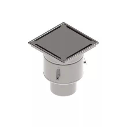 INOX szifon rozsdamentes 300x300 réses fedlappal függőleges kimenet DN150 R50 300x300x344 (0523.15.11.2)