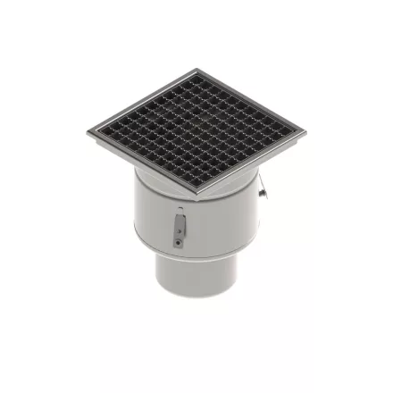 INOX szifon rozsdamentes 300x300 csúszásgátló rács függőleges kimenet DN150 L15 300x300x344 (0523.15.11.3AS)