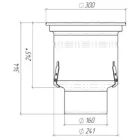 INOX szifon rozsdamentes 300x300 csúszásgátló rács függőleges kimenet DN150 L15 300x300x344 (0523.15.11.3AS)