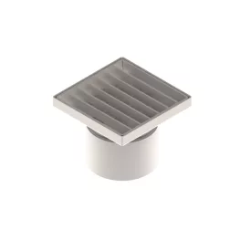   STAINLESS inox padlóösszefolyó – 150×150 mm, réses fedlap, függőleges kimenet DN110