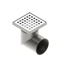 INOX szifon rozsdamentes 150x150 rács perforált oldalsó kimenet DN110 L15 151x151x195 (0525.10.21.3.1-EU)