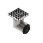 INOX szifon rozsdamentes 150x150 csúszásgátló rács oldalsó kimenet DN110 L15 151x151x195 (0525.10.21.3.3-1-EU)