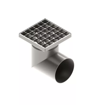 INOX szifon rozsdamentes 150x150 csúszásgátló rács oldalsó kimenet DN110 L15 151x151x195 (0525.10.21.3.3-1-EU)