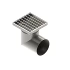 INOX szifon rozsdamentes 150x150 rács in réses oldalsó kimenet DN110 L15 151x151x195 (0525.10.21.3.4-EU)