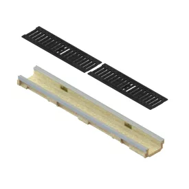   BASE vízelvezető folyóka készlet – polimerbeton, LN100, Hext.67 mm, öntöttvas, vízszintes, C250