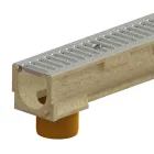 BASE vízelvezető folyóka készlet – polimerbeton, LN100, Hext.127 mm, Horganyzott acél rács, függőleges kimenet, A15