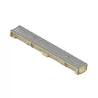 BASE vízelvezető folyóka készlet – polimerbeton, LN100, Hext.100 mm, Horganyzott acél rács, A15, 1000 mm