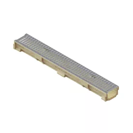   BASE vízelvezető folyóka készlet – polimerbeton, LN100, Hext.100 mm, Horganyzott acél rács, A15, 1000 mm