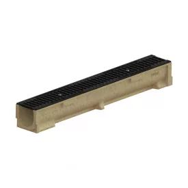   BASE vízelvezető folyóka készlet – polimerbeton, LN100, Hext.100 mm, Öntöttvas rács, C250, 1000 mm