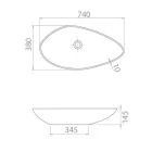 CeraStyle - Top Counter pultra ültethető porcelán mosdó - OLIVE - 75 x 38 cm