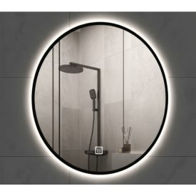   Frame 70 kerek fekete keretes tükör 3 színű led világítással 70x70 cm