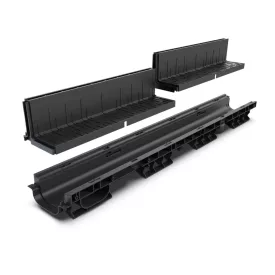   BASE vízelvezető folyóka készlet – PP, LN100, Hext.180 mm, PP réses L H100, A15