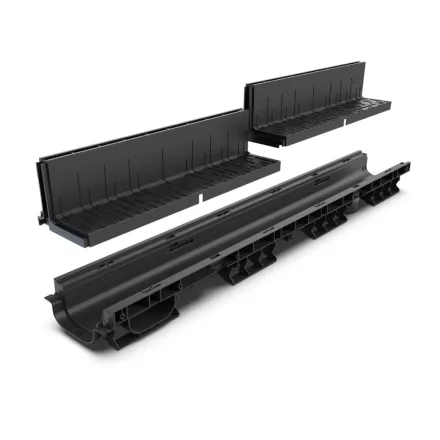 BASE vízelvezető folyóka készlet – PP, LN100, Hext.180 mm, PP réses L H100, A15