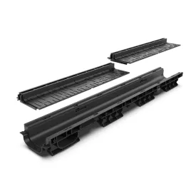   BASE vízelvezető folyóka készlet – PP, LN100, Hext.105 mm, Polipropilén (PP) rács, A15, 1000 mm