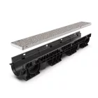 BASE vízelvezető folyóka készlet – PP, LN100, Hext.135 mm, INOX rács szürke, A15