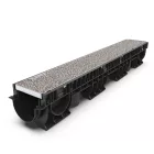 BASE vízelvezető folyóka készlet – PP, LN100, Hext.135 mm, INOX rács szürke, A15