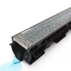 BASE vízelvezető folyóka készlet – PP, LN100, Hext.135 mm, INOX rács szürke, A15
