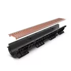 BASE vízelvezető folyóka készlet – PP, LN100, Hext.120 mm, rézhatású CUPRU rács, A15, 1000 mm