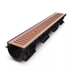 BASE vízelvezető folyóka készlet – PP, LN100, Hext.120 mm, rézhatású CUPRU rács, A15, 1000 mm