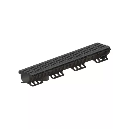 BASE vízelvezető folyóka készlet – PP, LN100, Hext.120 mm, Polipropilén rács, A15, 1000 mm