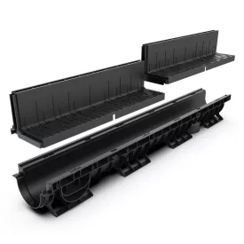   BASE vízelvezető folyóka készlet – PP, LN100, Hext.220 mm, Polipropilén (PP) rács, A15, 1000 mm