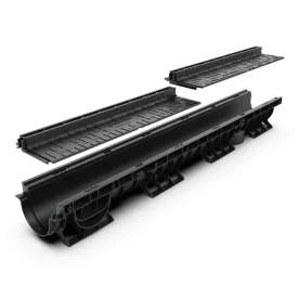   BASE vízelvezető folyóka készlet – PP, LN100, Hext.145 mm, PP réses L H25, A15
