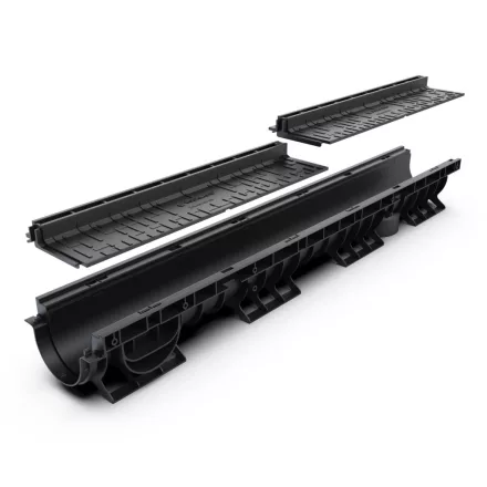 BASE vízelvezető folyóka készlet – PP, LN100, Hext.145 mm, PP réses L H25, A15