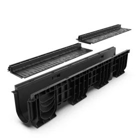   BASE vízelvezető folyóka készlet – PP, LN100, Hext.225 mm, PP réses L H25, A15