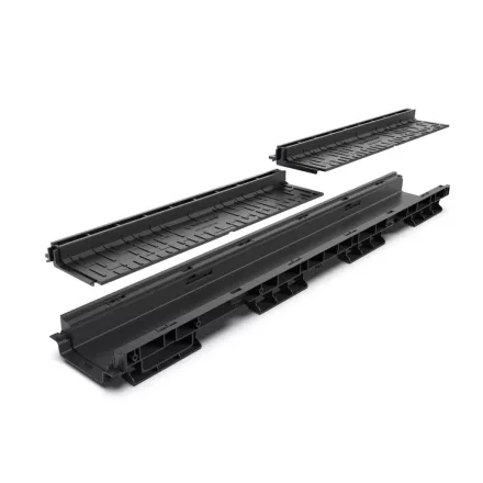 BASE vízelvezető folyóka készlet – PP, LN100, Hext.85 mm, PP réses L H25, A15