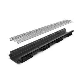   BASE vízelvezető folyóka készlet – PP, LN100, Hext.60 mm, INOX rács, A15